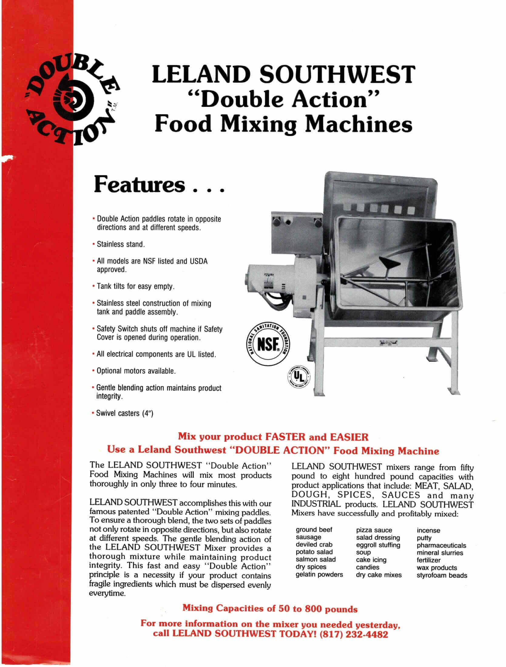 Leland Double Action Food Mixing Machines M&M Equipment Corp