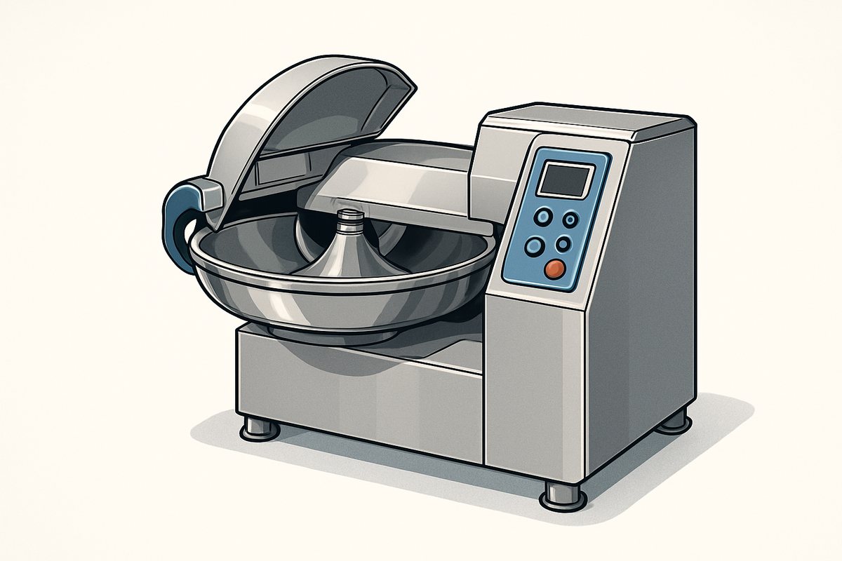 Industrial stainless-steel bowl chopper machine for meat and sausage processing