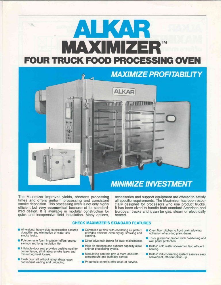 Alkar Maximizer Four Truck Food Processing Oven Brochure