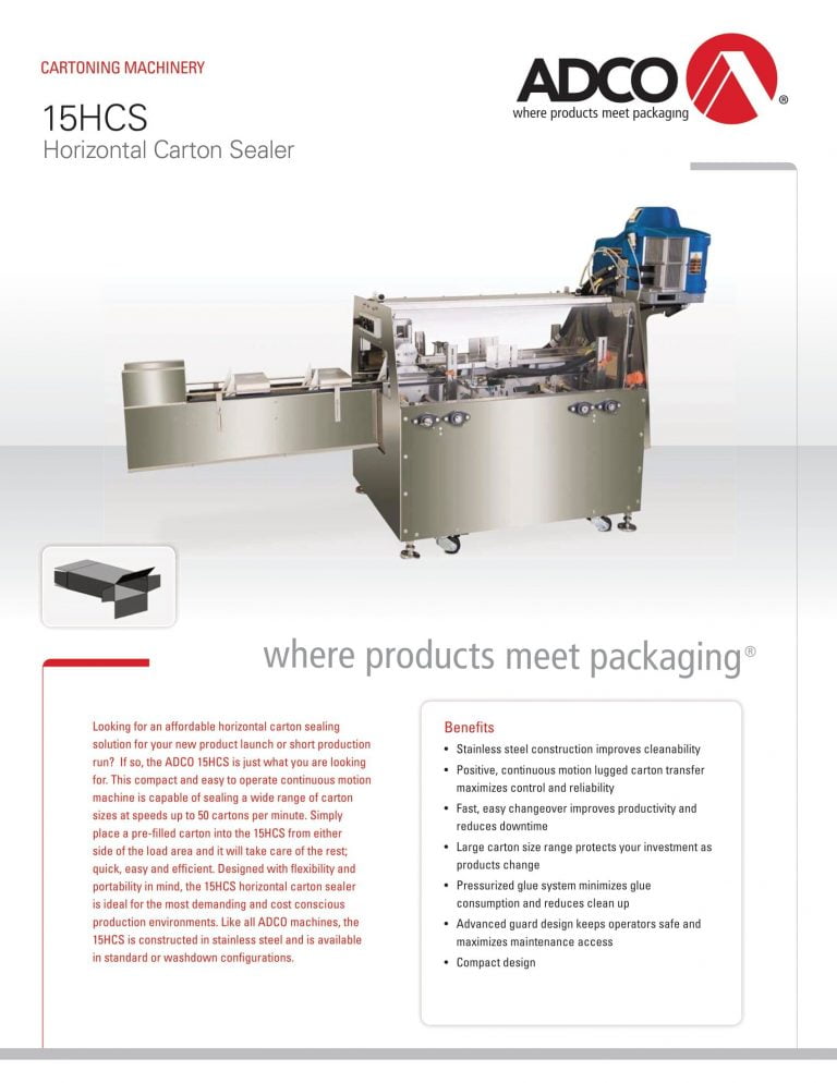 Adco 15HCS Horizontal Carton Sealer Brochure