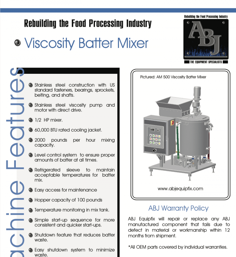 AM 500 Viscosity Batter Mixer Brochure