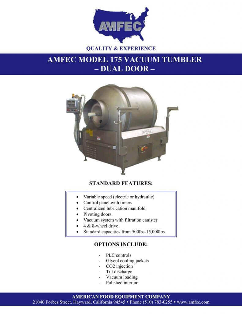AMFEC 175 Vacuum Tumbler - Dual Door Brochure | M&M Equipment Corp
