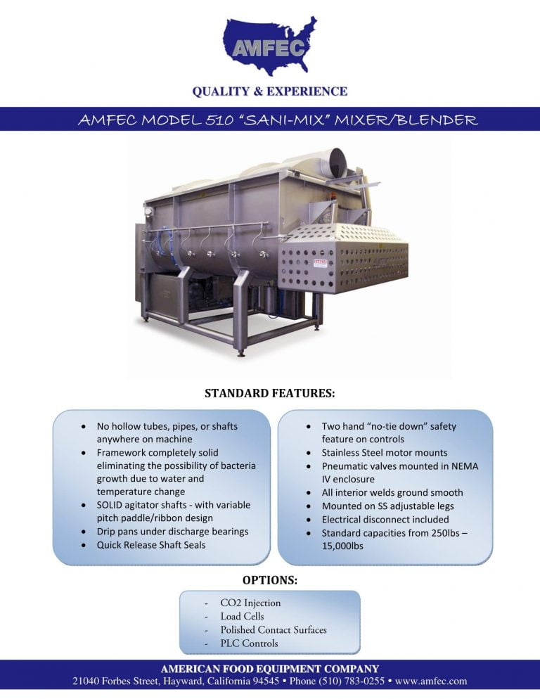 AMFEC 510 “Sani-Mix” Mixer/Blender Brochure