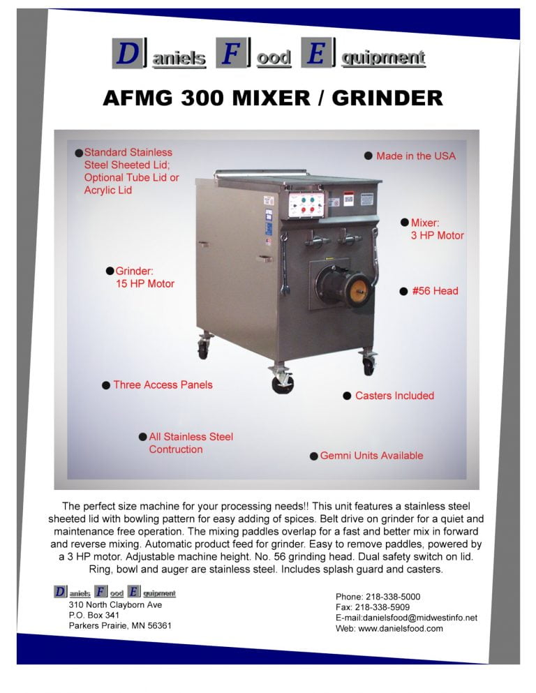 Daniels Food Equipment AFMG 300 Mixer/Grinder Brochure