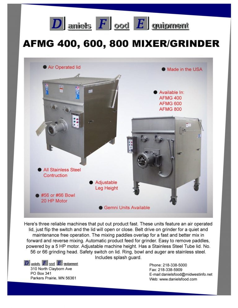Daniels Food Equipment AFMG 400/600/800 Mixer/Grinder