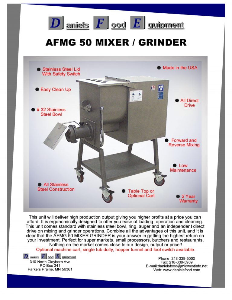Daniels Food Equipment AFMG 50 Mixer/Grinder Brochure