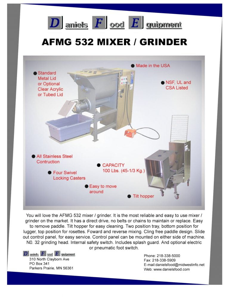 Daniels Food Equipment AFMG 532 Mixer/Grinder Brochure