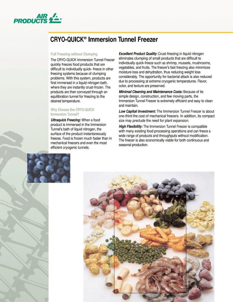 Air Products Cryo-Quick Immersion Tunnel Freezer Brochure