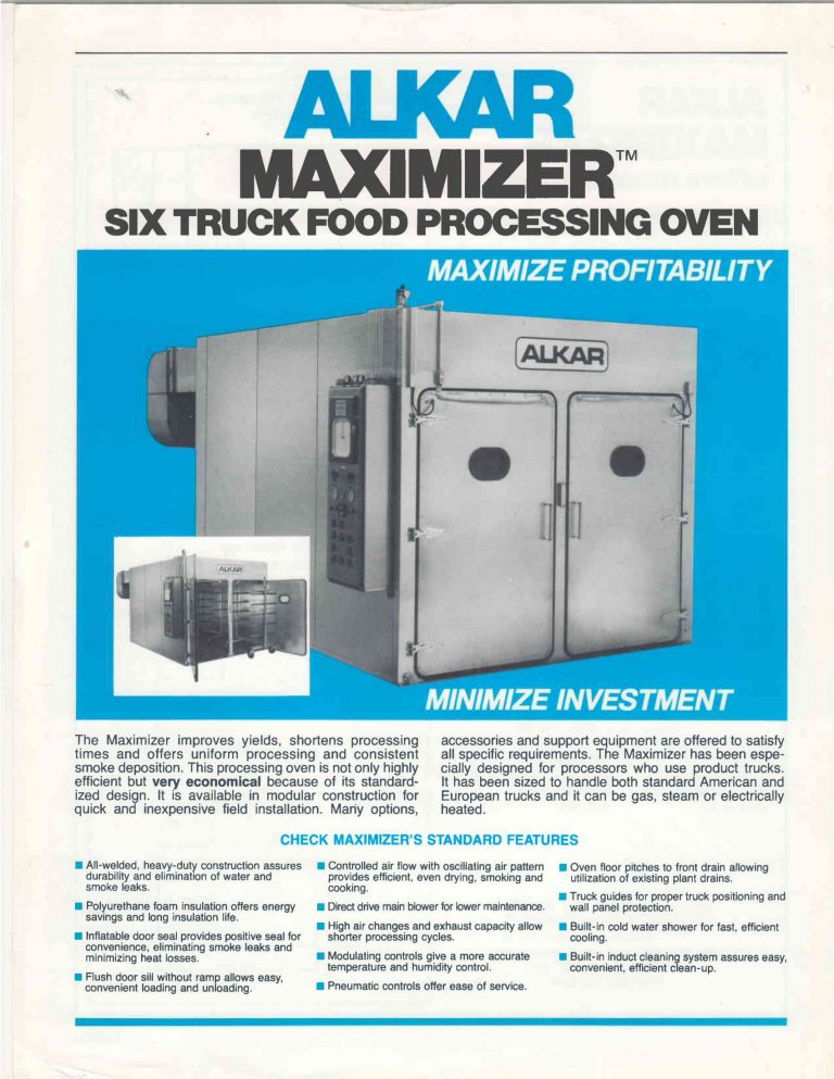 Alkar Maximizer Six Truck Food Processing Oven Brochure