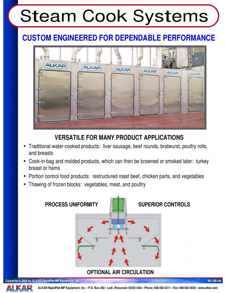 Alkar Steam Cook Systems Brochure