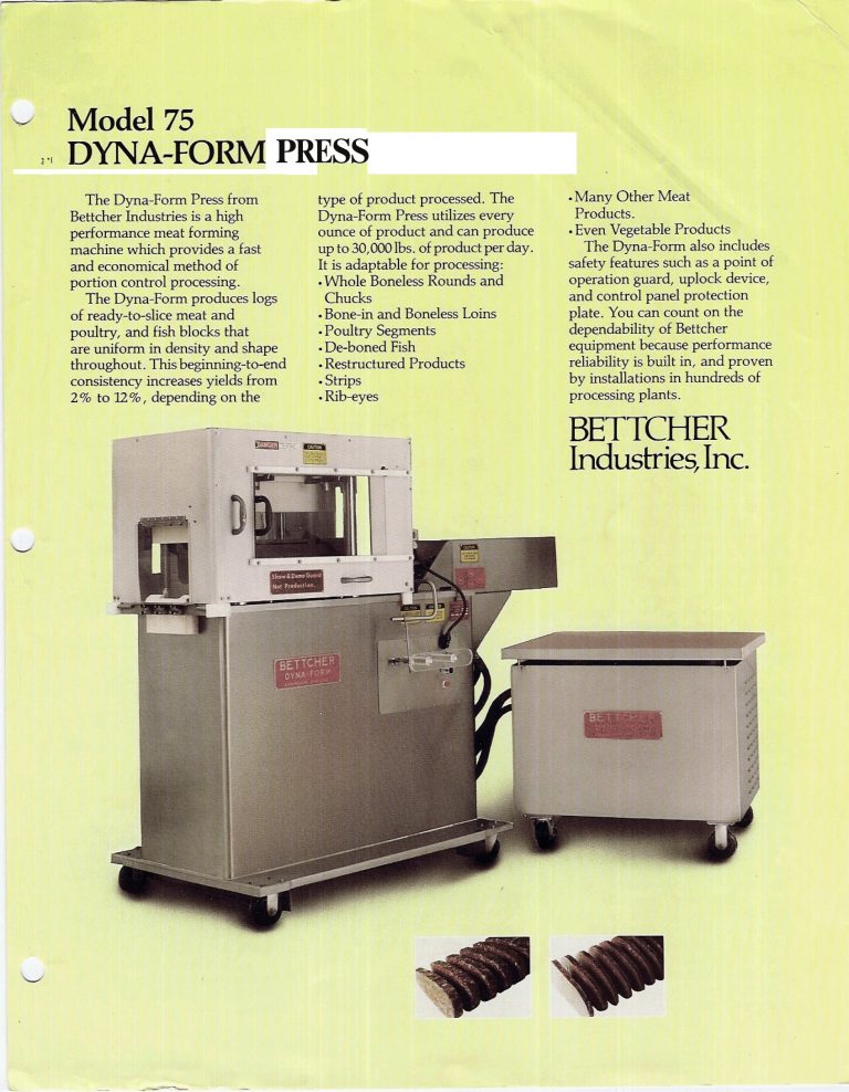 Bettcher 75 Dyna-Form Press Brochure