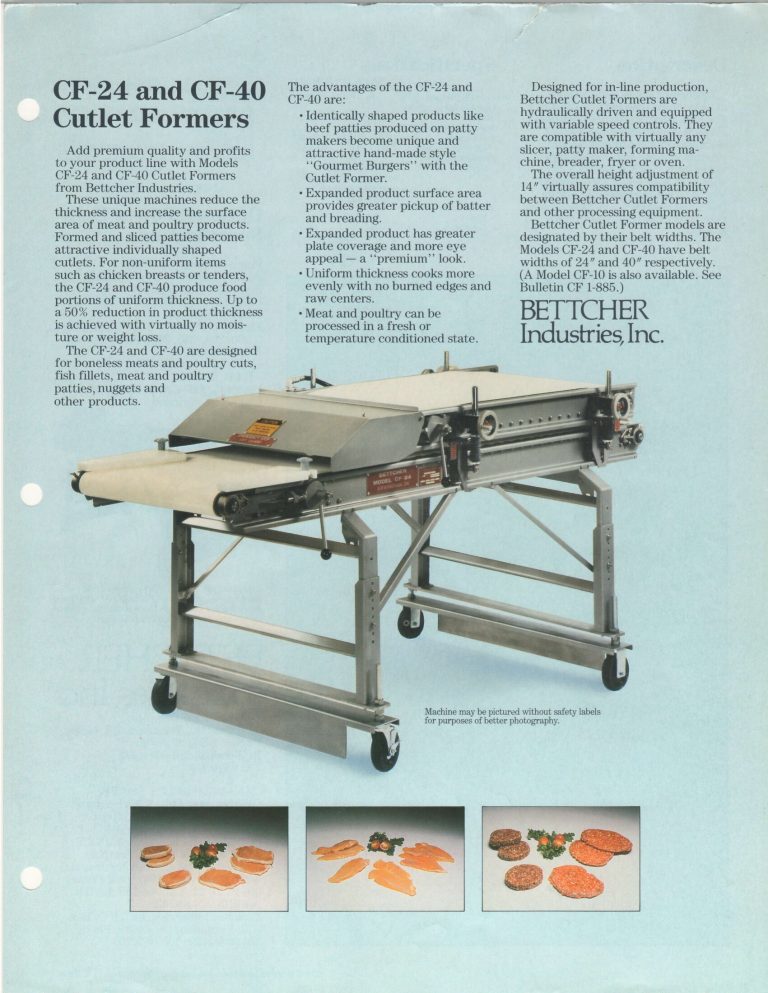 Bettcher CF-24 and CF-40 Cutlet Formers Brochure