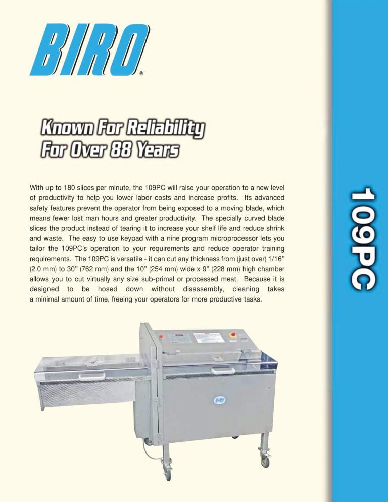 Biro 109PC Horizontal Slicer Brochure