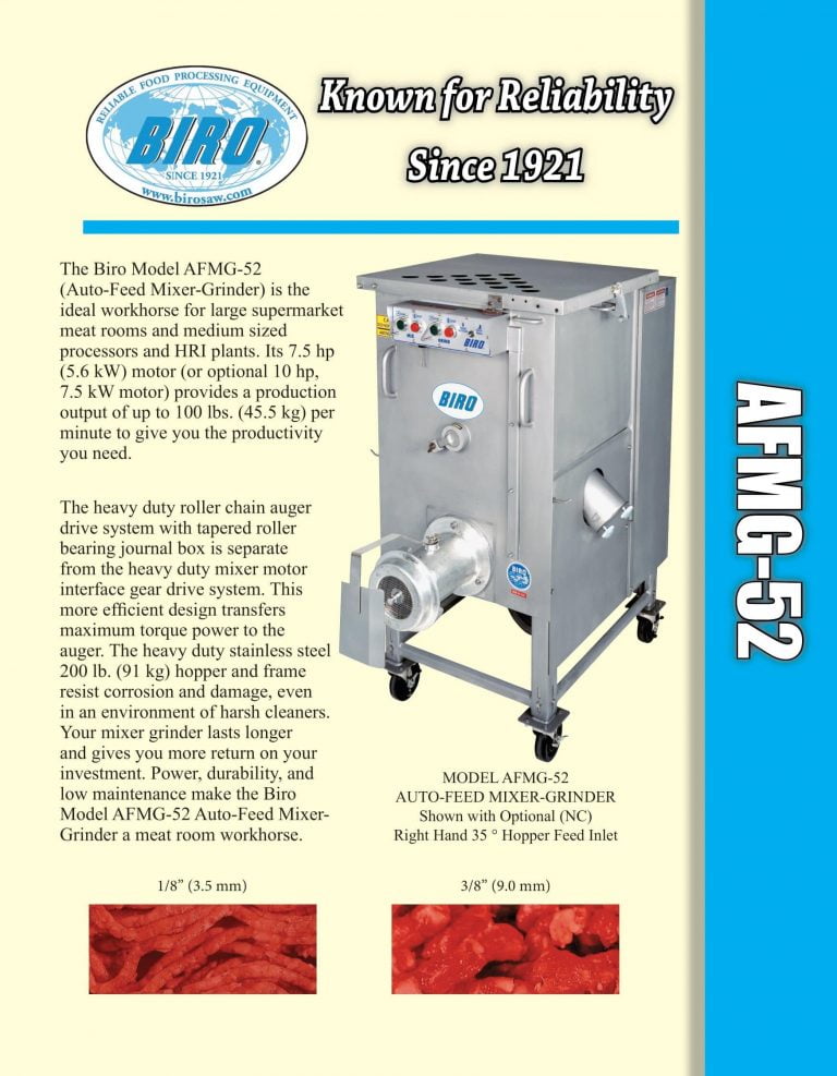 Biro AFMG-52 Auto-Feed Mixer-Grinder Brochure