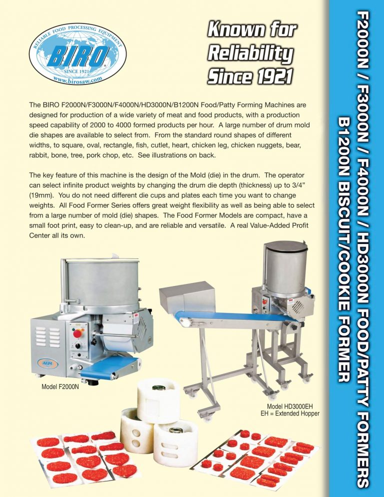 Biro Food/Patty Forming Machines Brochure