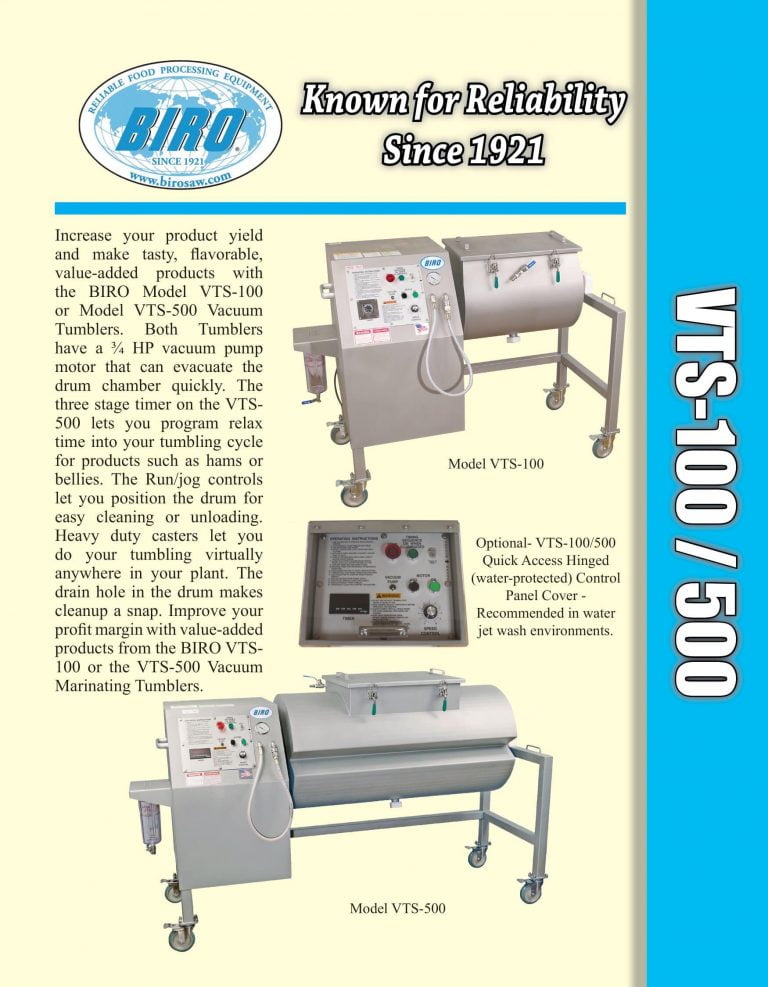 Biro VTS-100/500 Vacuum Tumblers Brochure