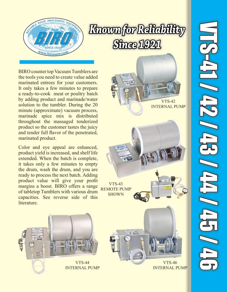 Biro Vacuum Tumblers Brochure