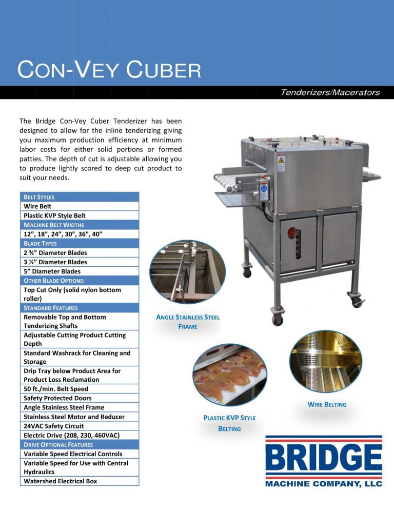 Bridge Con-Vey Cuber Tenderizer Brochure