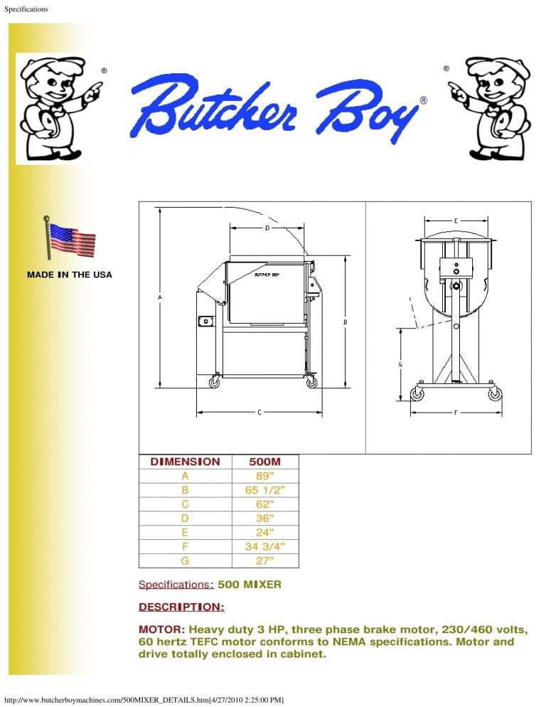 Butcher Boy 500 Mixer Brochure