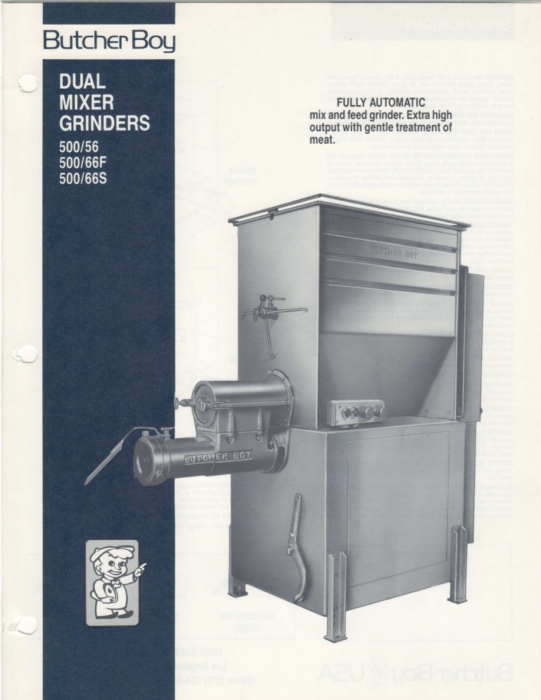 Butcher Boy 500/56, 500/66F & 500/66S Dual Mixer Grinders Brochure