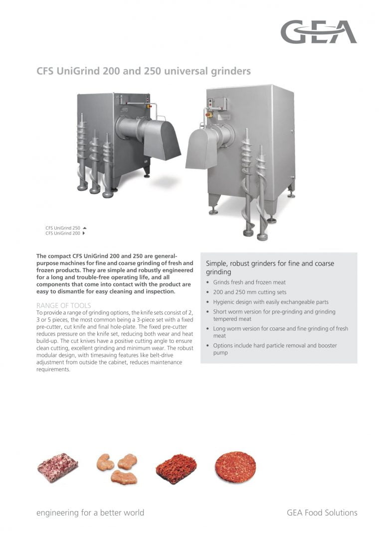 CFS UniGrind 200 And 250 Universal Grinders Brochure