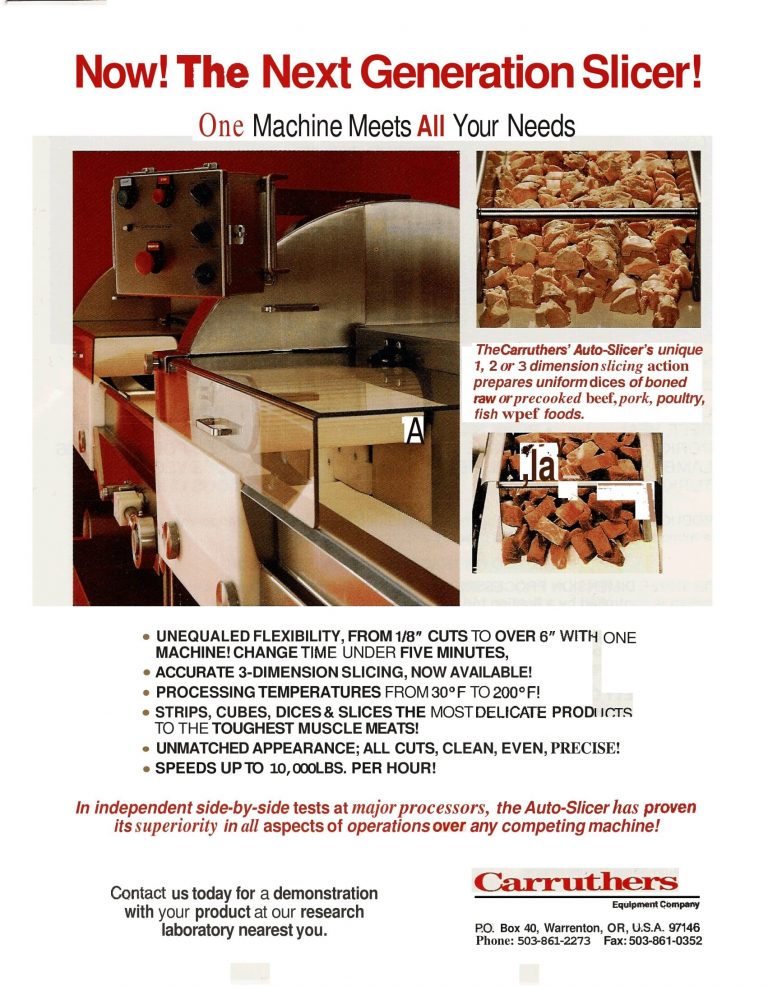 Carruthers Auto Slicer Brochure M&M Equipment Corp
