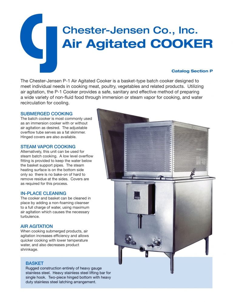 Chester-Jensen P-1 Air Agitated Cooker Brochure