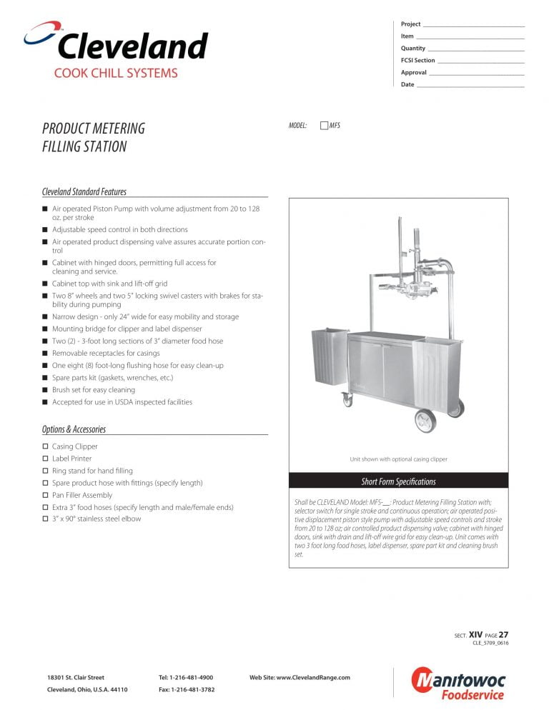 Cleveland Cook Chill Systems Brochure