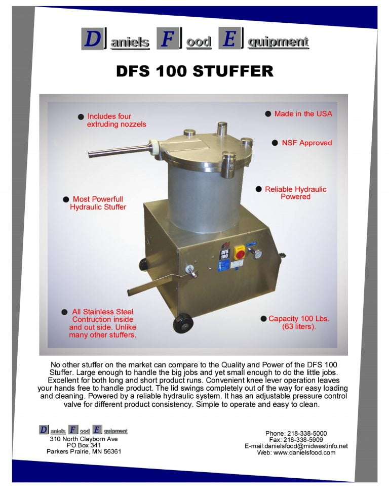 Daniels Food Equipment DFS 100 Stuffer Brochure