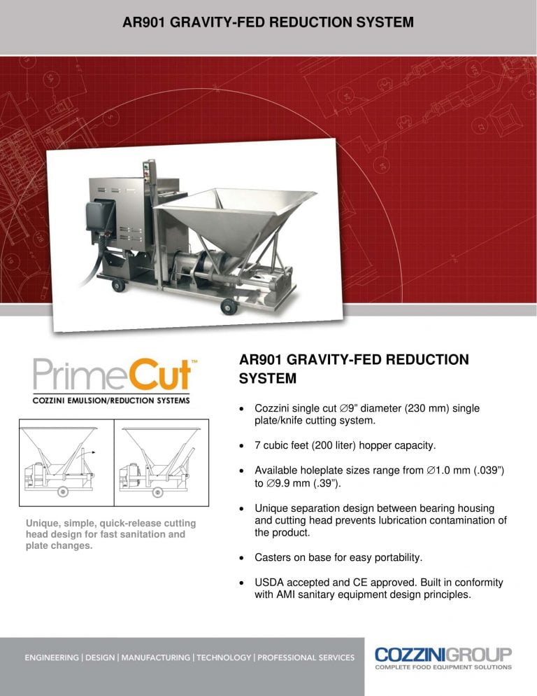 Cozzini AR901 Gravity-Fed Reduction System Brochure