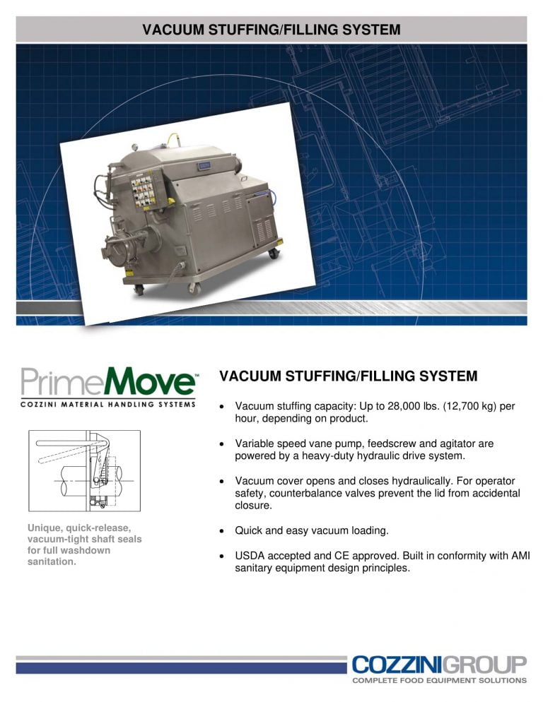 Cozzini Vacuum Stuffing/Filling System Brochure