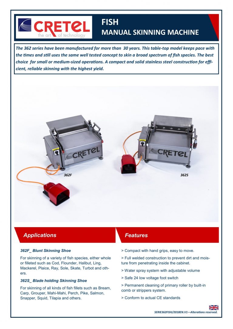 Cretel 362 Fish Manual Skinning Machine Brochure
