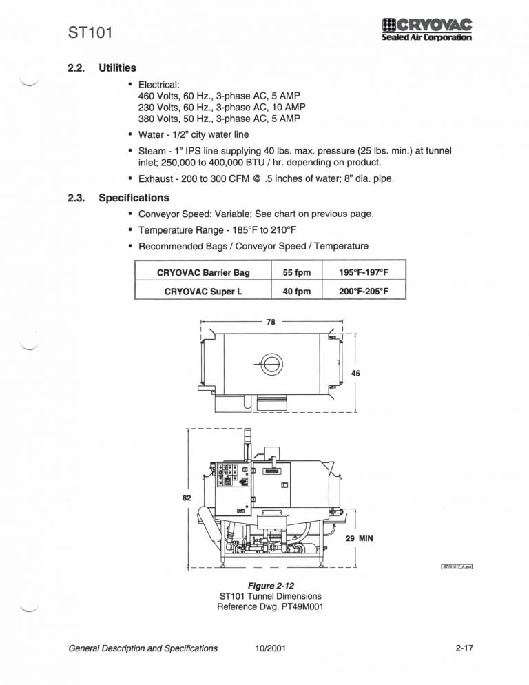 Cryovac ST101 Shrink Tunnel Brochure