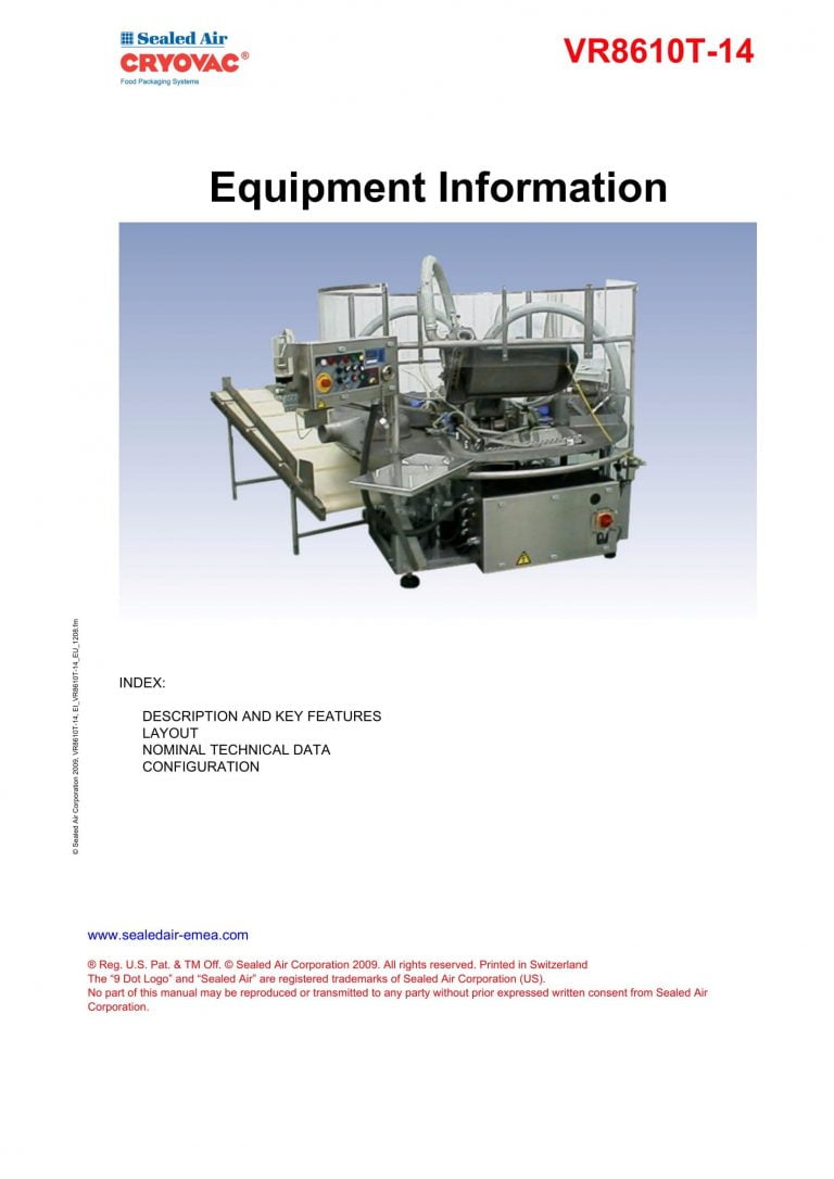 Cryovac VR8610T-14 Vacuum Packaging Machine Brochure