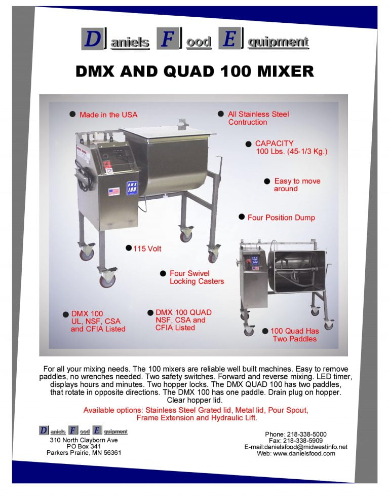 Daniels Food Equipment DMX And Quad 100 Mixer Brochure