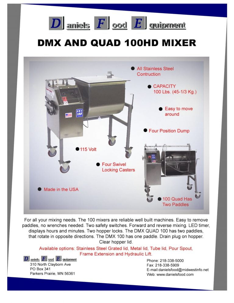 Daniels Food Equipment DMX And Quad 100HD Mixer Brochure