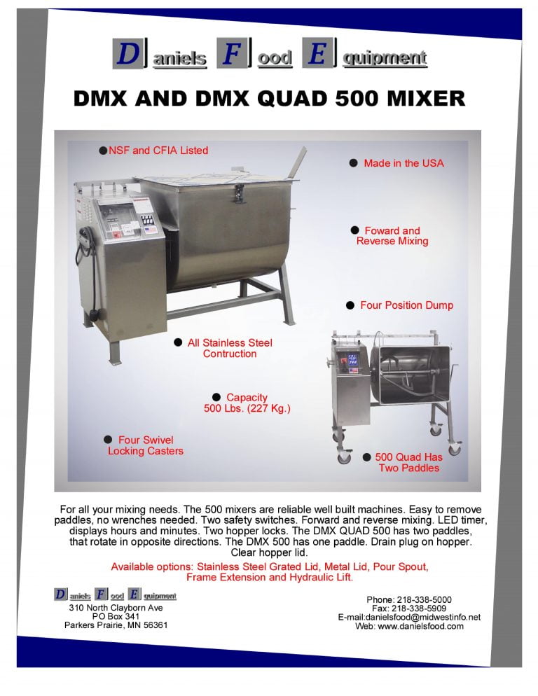 Daniels Food Equipment DMX And DMX Quad 500 Mixer Brochure