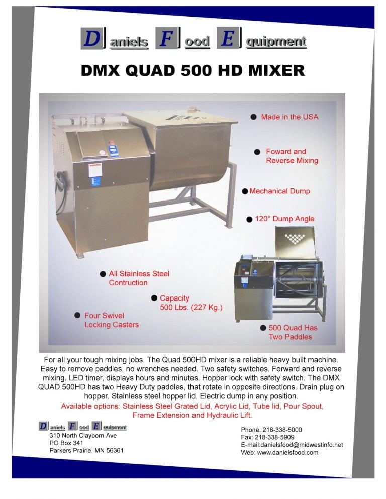 Daniels Food Equipment DMX Quad 500 HD Mixer Brochure