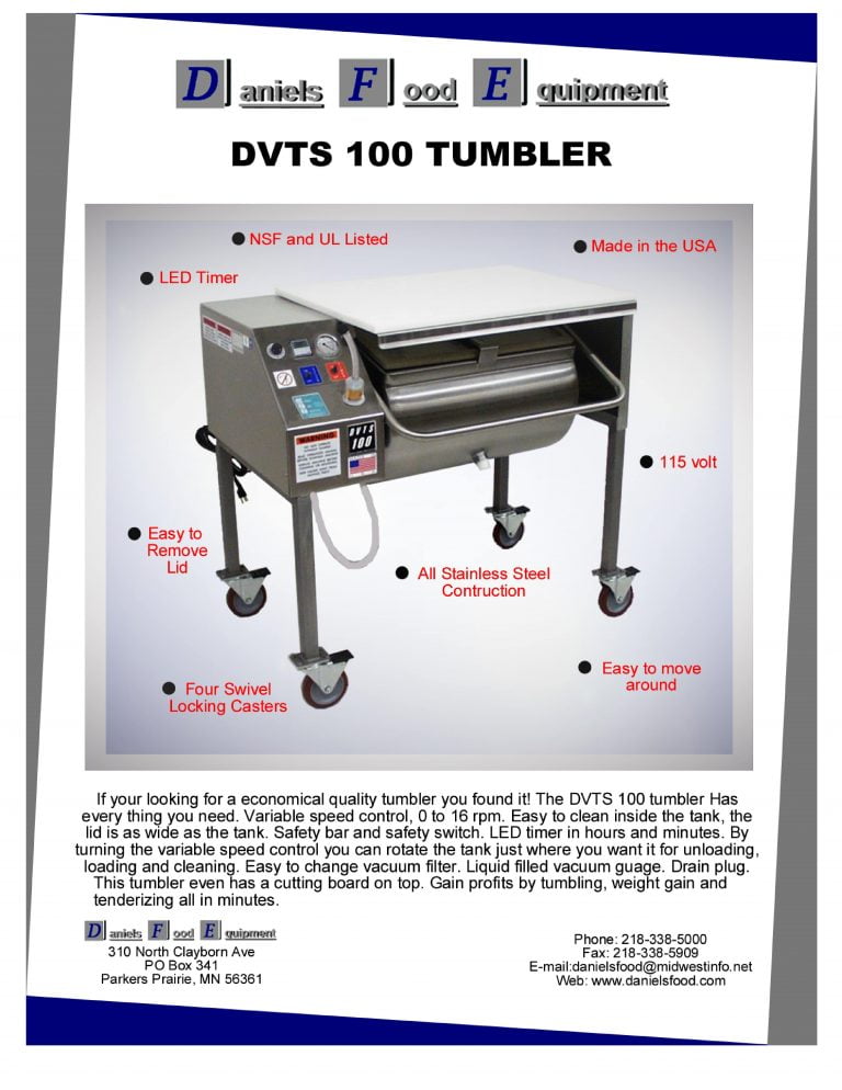 Daniels Food Equipment DVTS 100 Tumbler Brochure