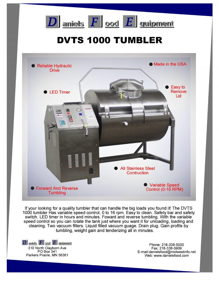 Daniels Food Equipment DVTS 1000 Tumbler Brochure