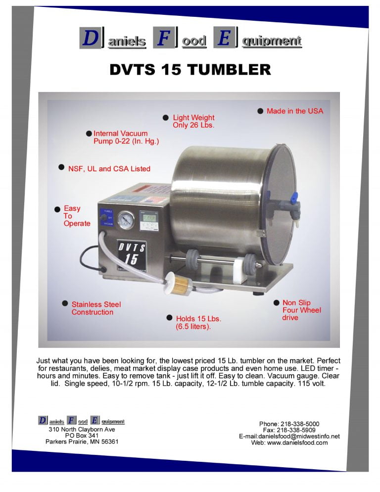 Daniels Food Equipment DVTS 15 Tumbler Brochure