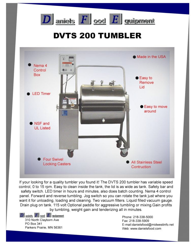 Daniels Food Equipment DVTS 200 Tumbler Brochure