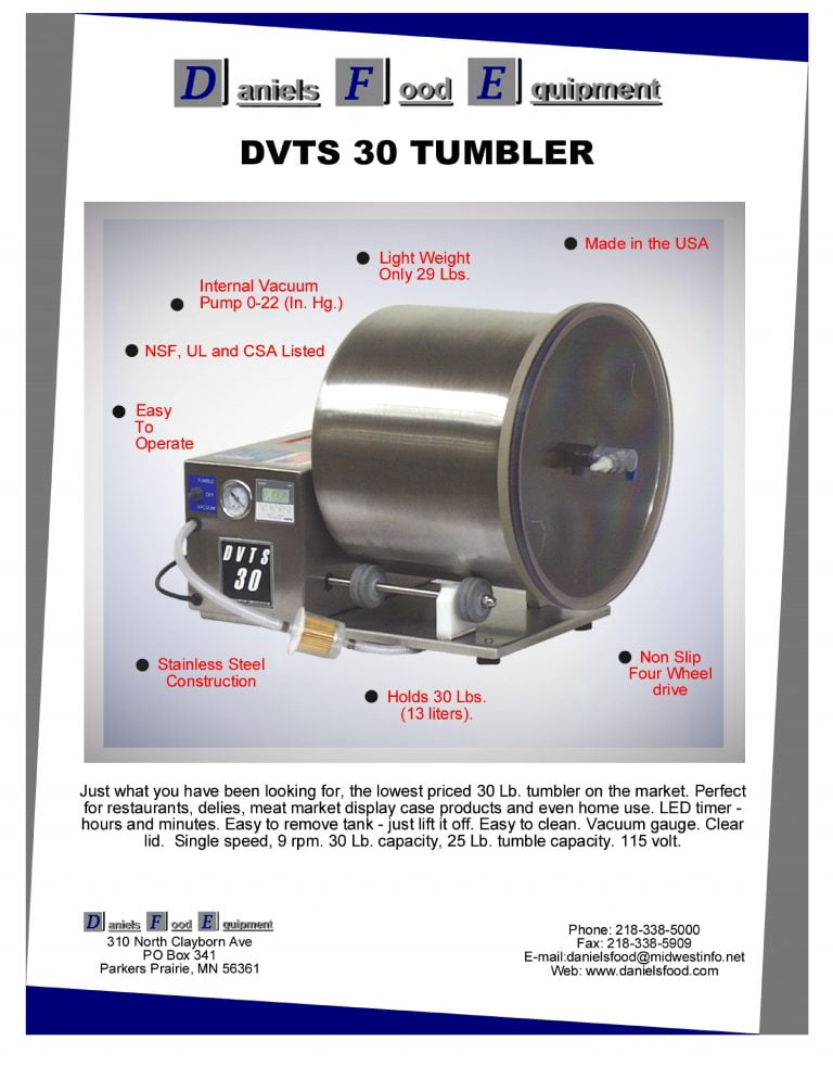 Daniels Food Equipment DVTS 30 Tumbler Brochure
