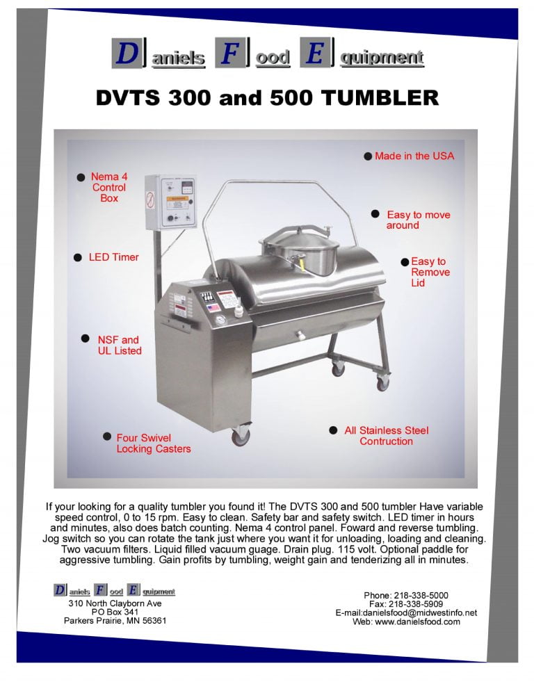 Daniels Food Equipment DVTS 300 And 500 Tumbler Brochure