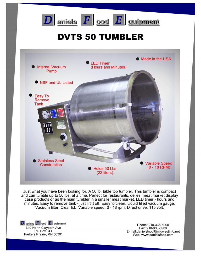 Daniels Food Equipment DVTS 50 Tumbler Brochure