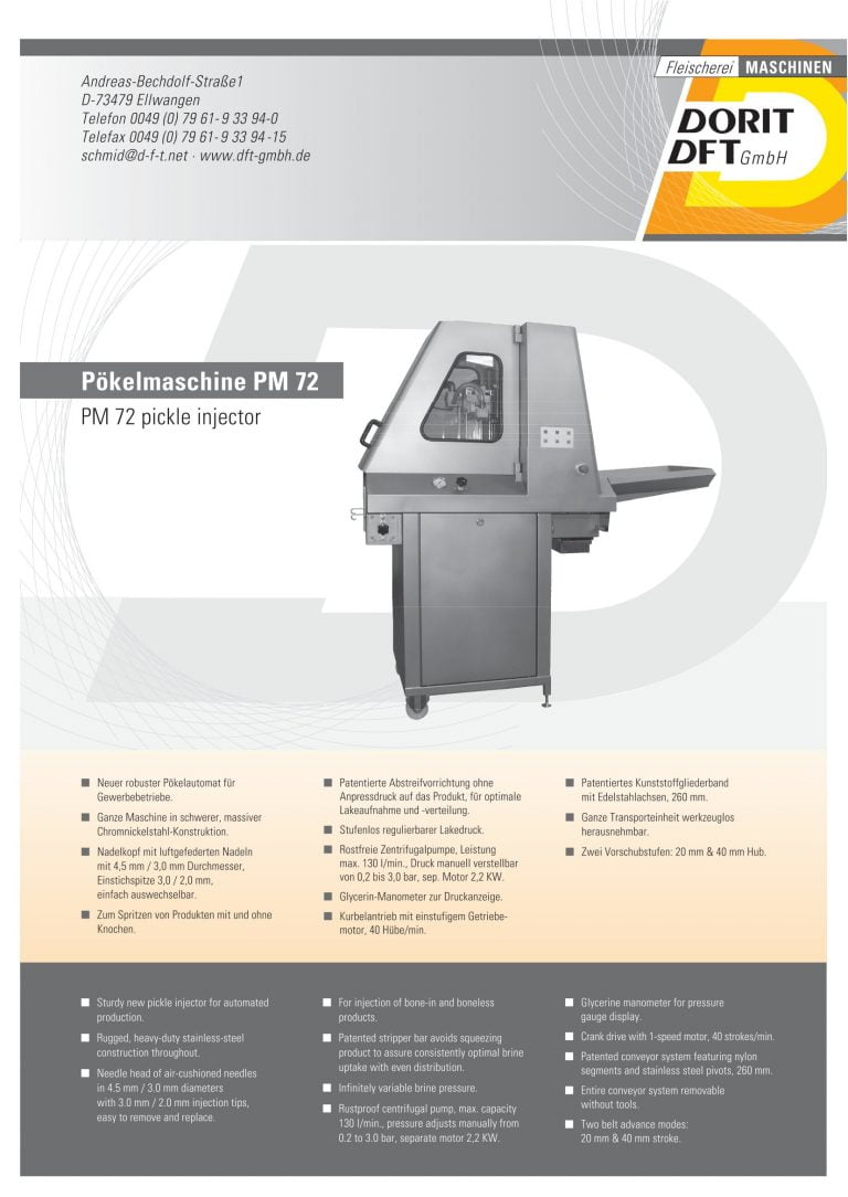 Dorit PM 72 Pickle Injector Brochure