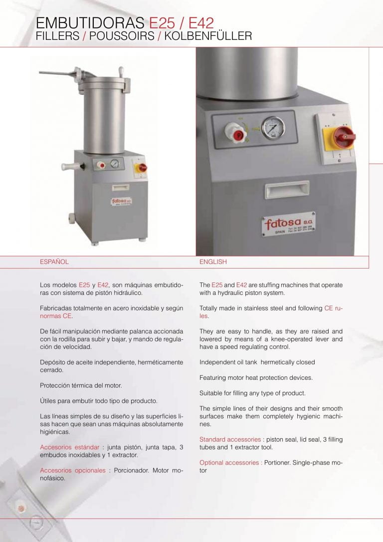 Fatosa E25/E42 Fillers Brochure