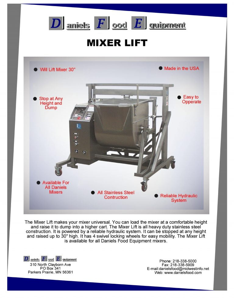 Daniels Food Equipment Mixer Lift Brochure