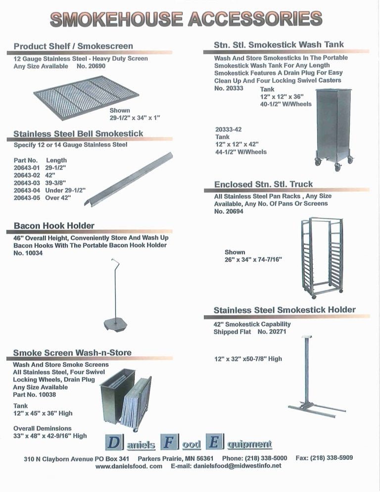 Daniels Food Equipment Smokehouse Accessories Brochure