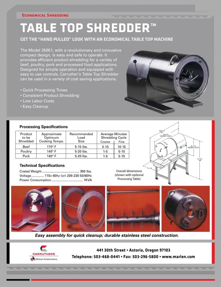 Carruthers 25001 Table Top Shredder Brochure